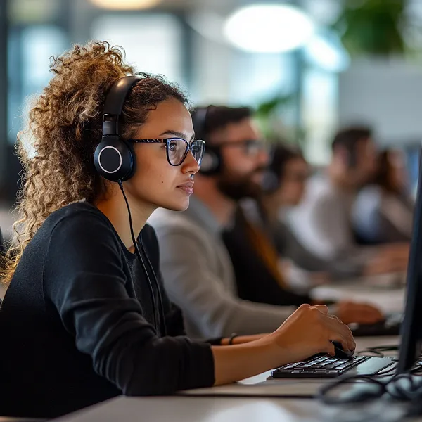 Launchist team members meeting and working together at a desk 