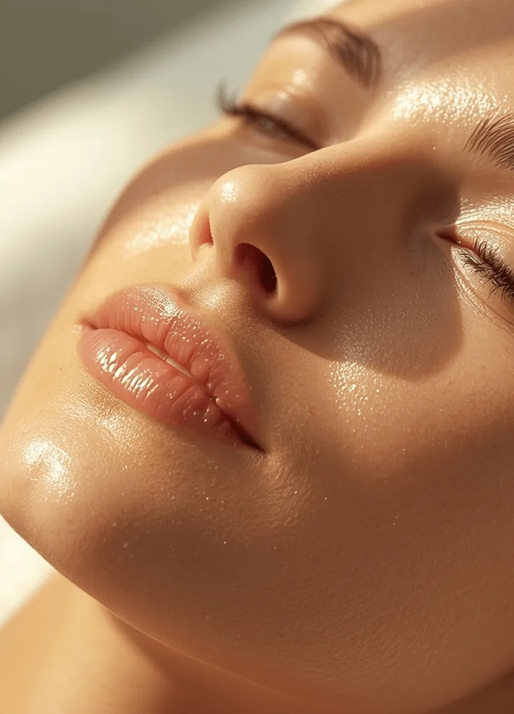 Woman receiving facial treatment
