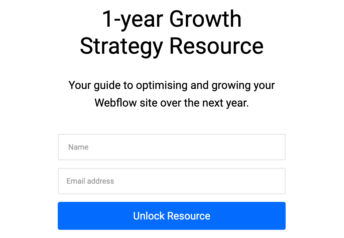 Screenshot of a gated content form in webflow