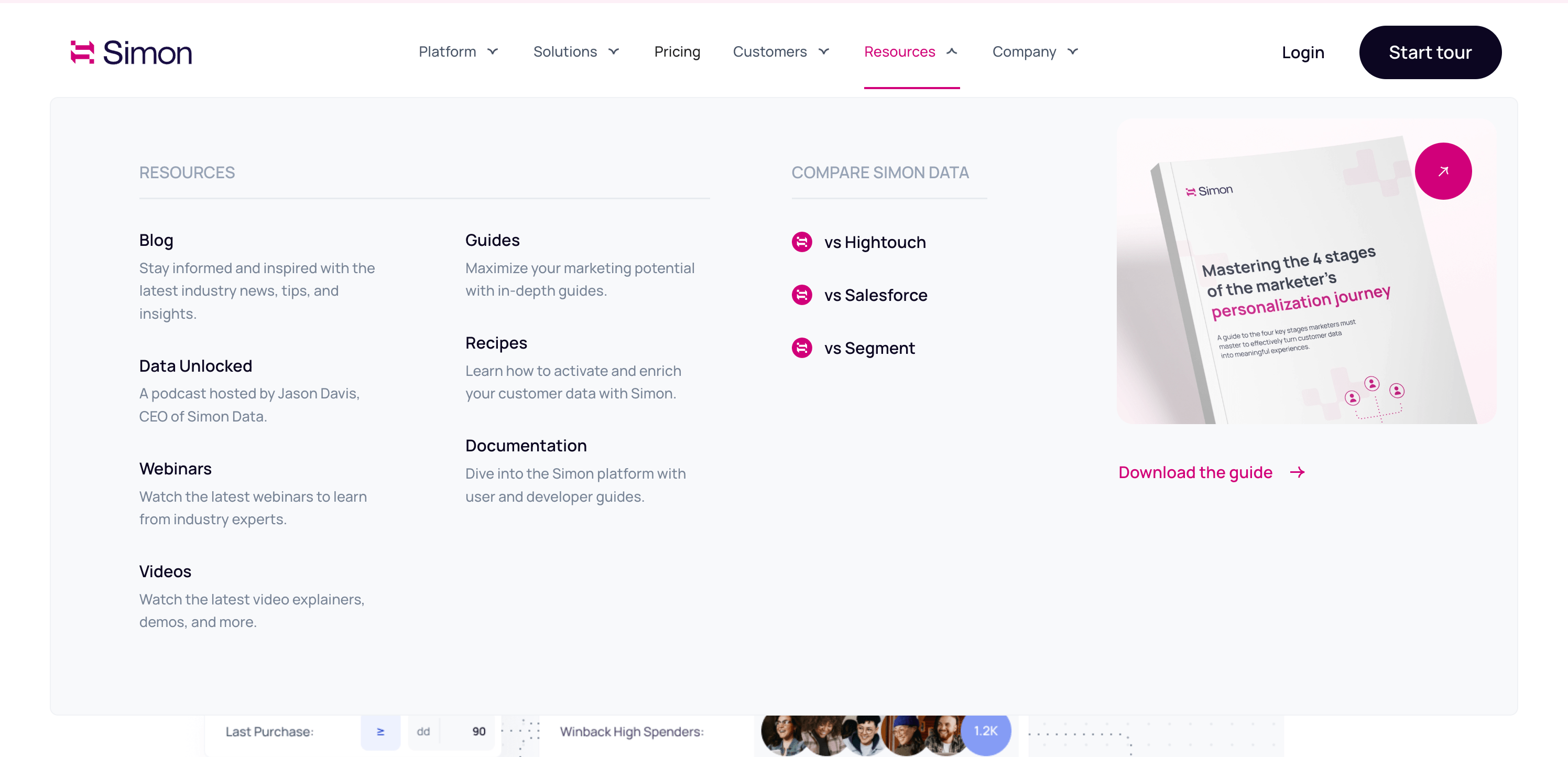 Simon Resources Dropdown Screenshot