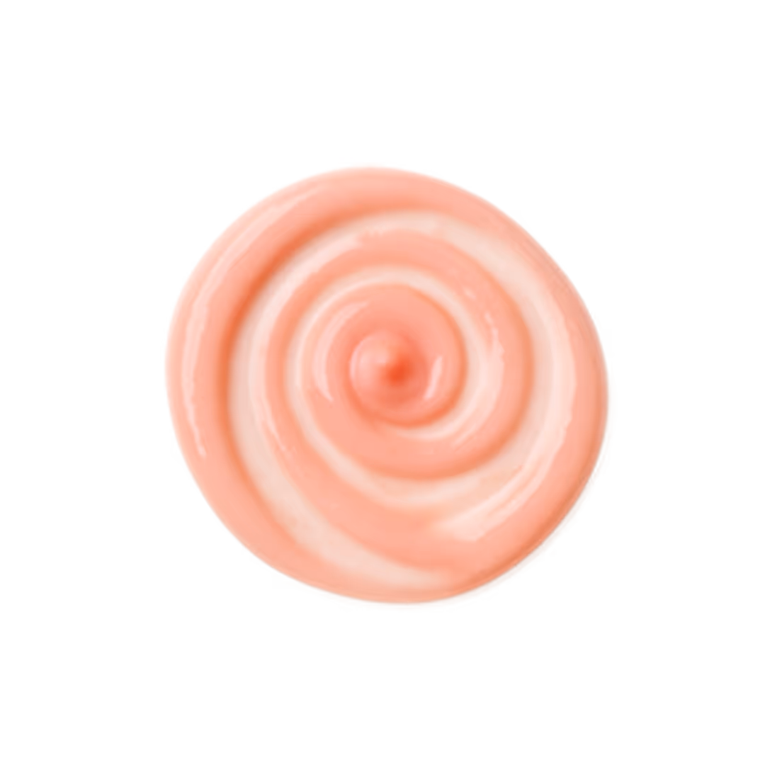 Swirl of creamy pink and white sauce on a white background.