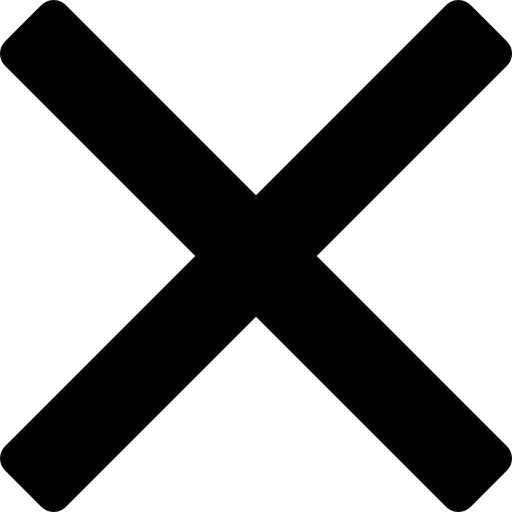 Black X symbol with thick diagonal lines crossing.