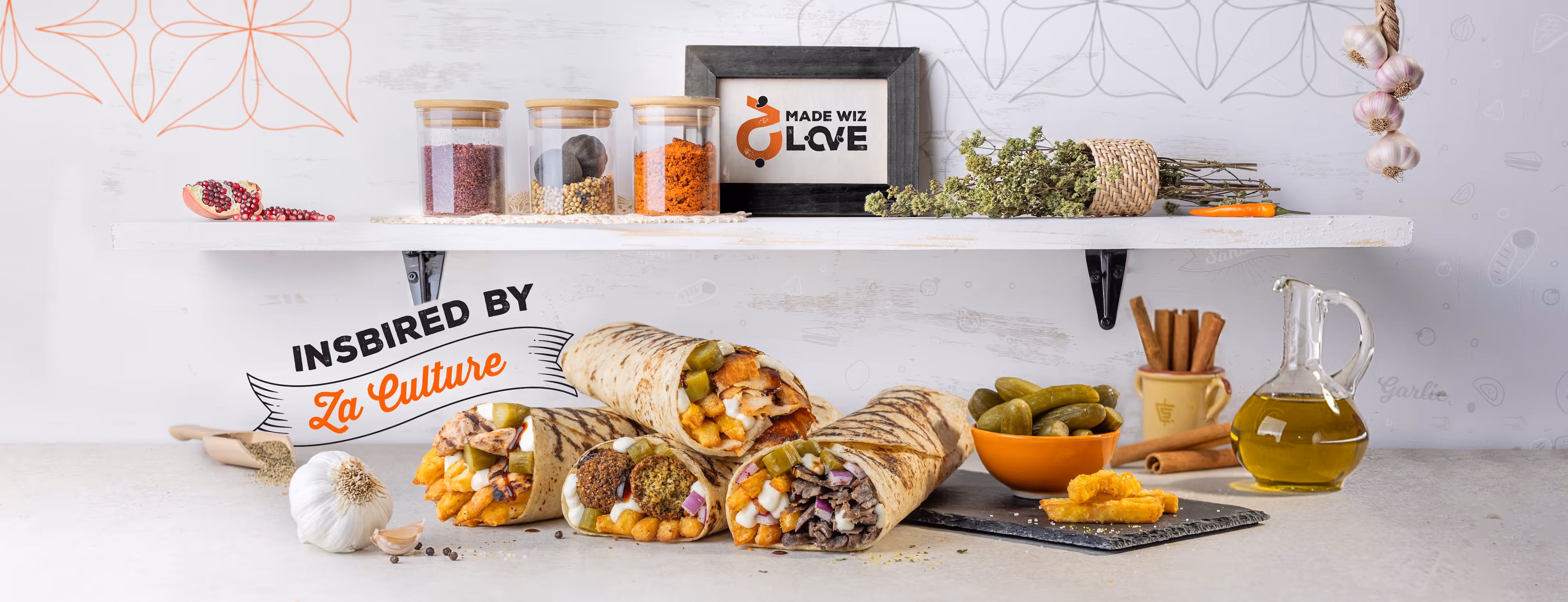 Various colorful spices arranged in a gradient with text 'We're Brotecting Za Culture' overlaid.