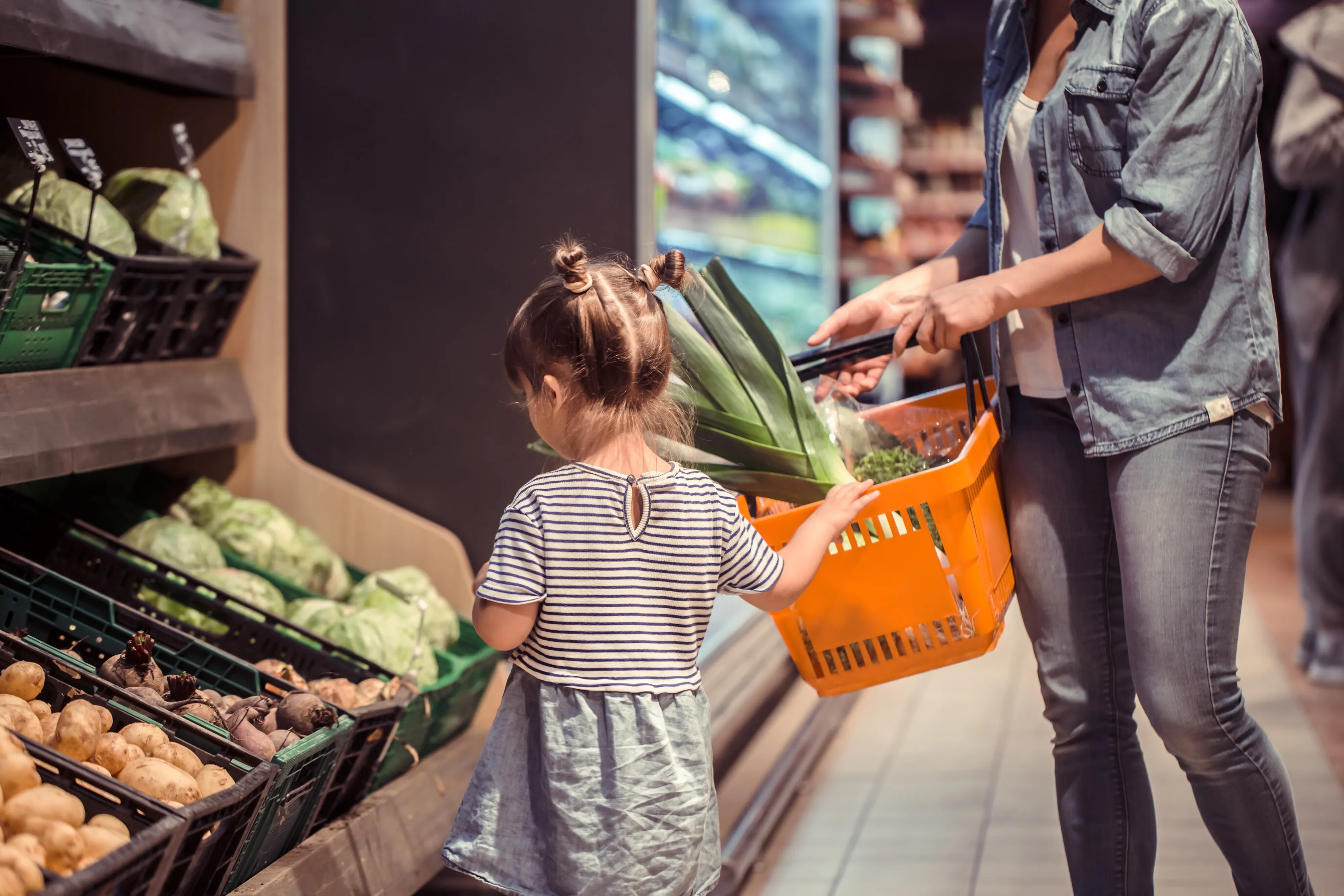 Grocery Shopping Little One Stock Photo