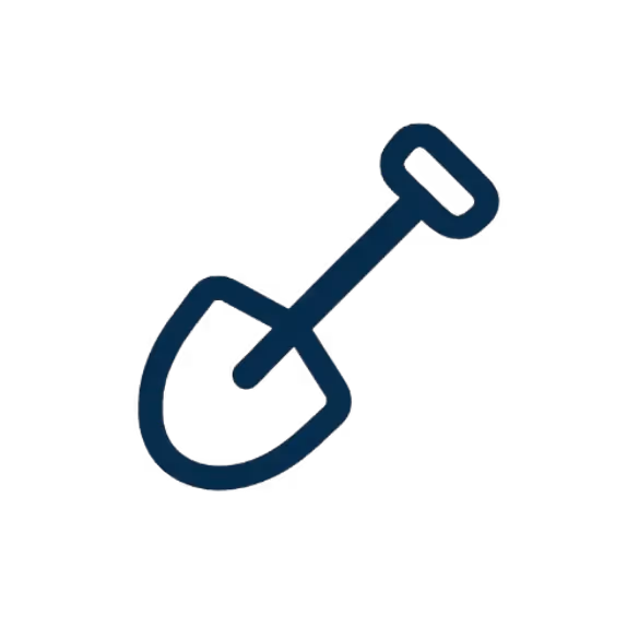 Icon of a shovel representing site preparation services