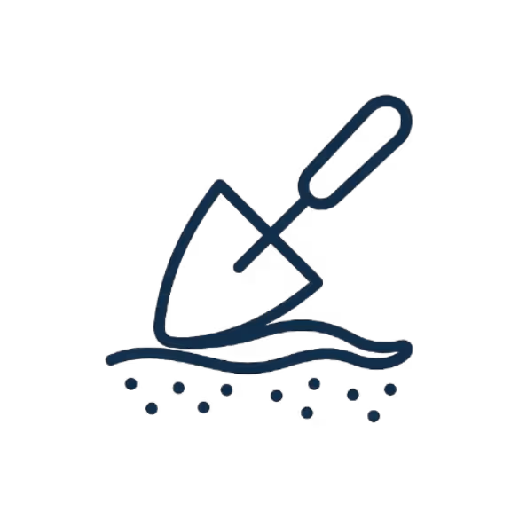 Icon of a trowel spreading poured in place rubber surfacing