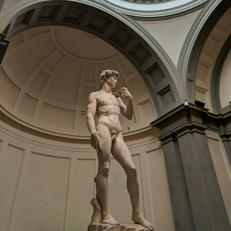 The statue of David at Galleria dell'Accademia in Florence Italy.