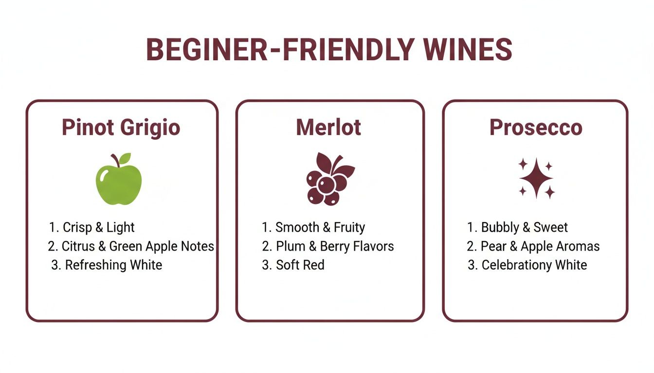 Chilled glass of Pinot Grigio, a classic beginner white wine