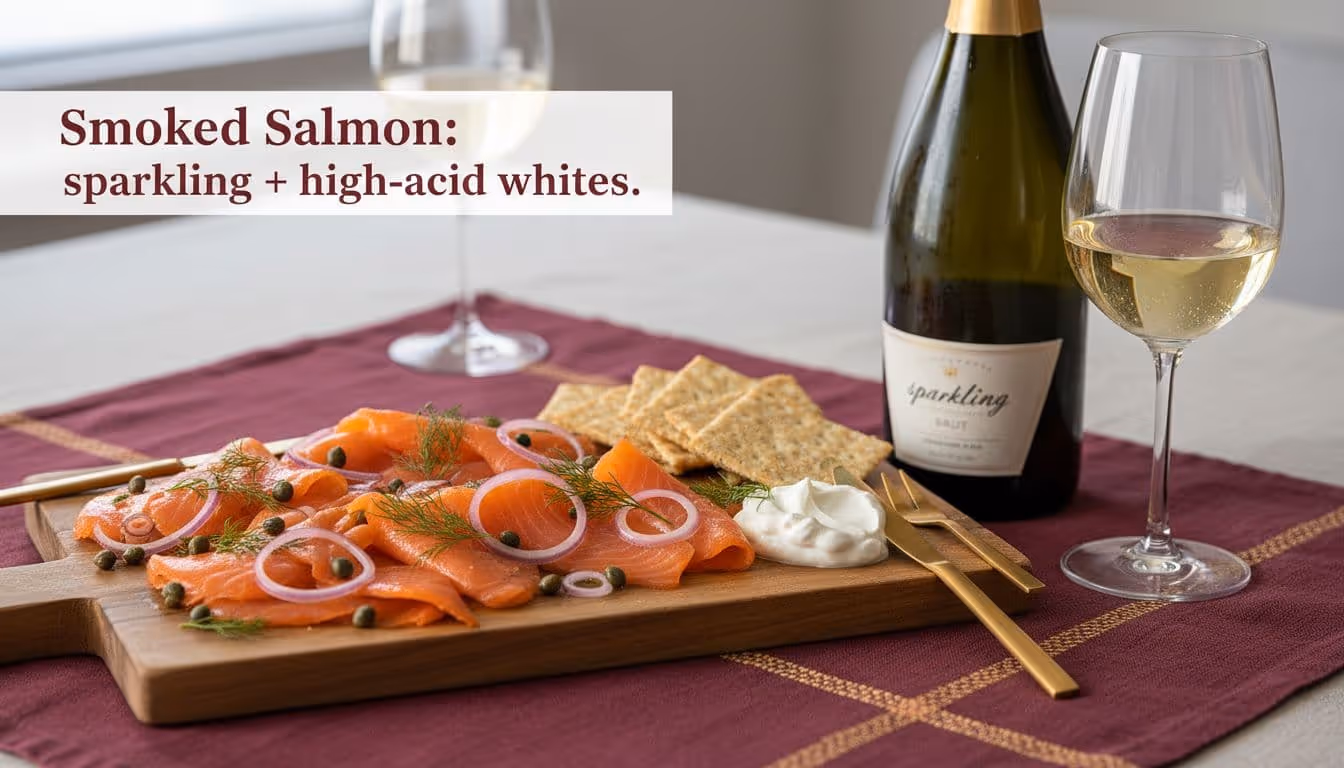 Smoked salmon board with sparkling wine pairing