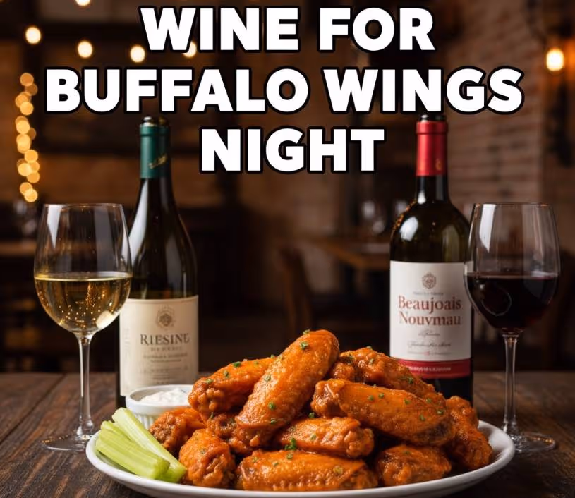 Wine for Buffalo Wings Night, easy picks for classic, garlic-parm, and extra-hot sauces