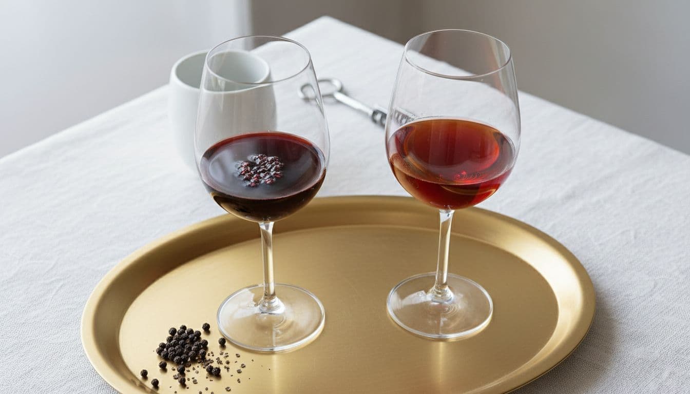 peppery red wine compared with fruit forward red wine