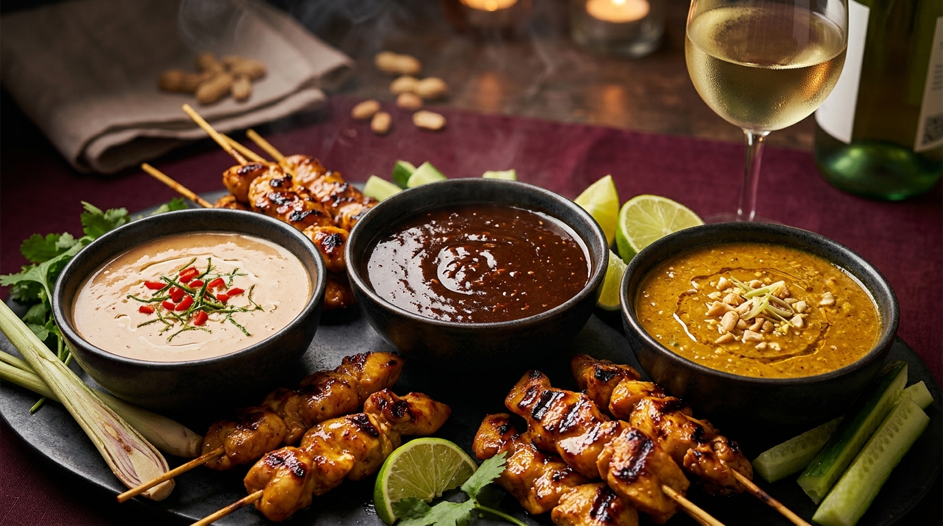 Thai Indonesian Malaysian satay wine