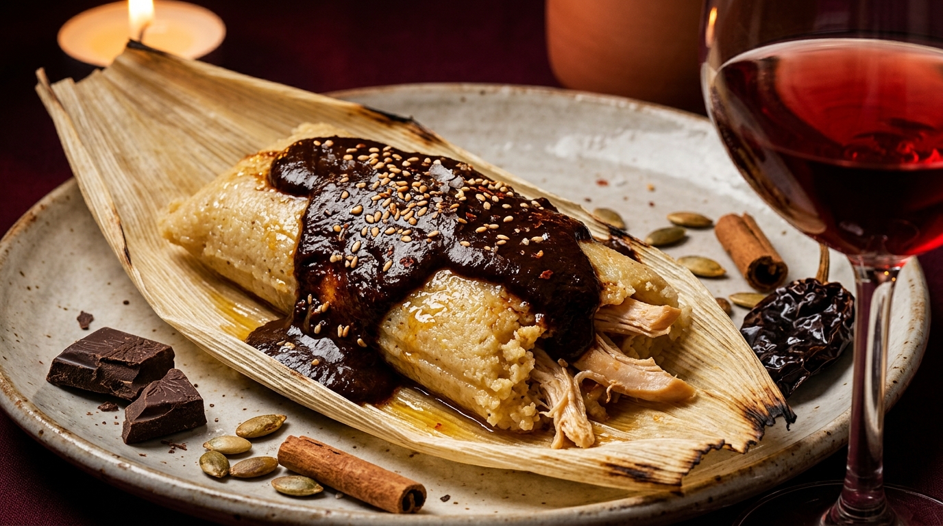wine for red chile and mole tamales