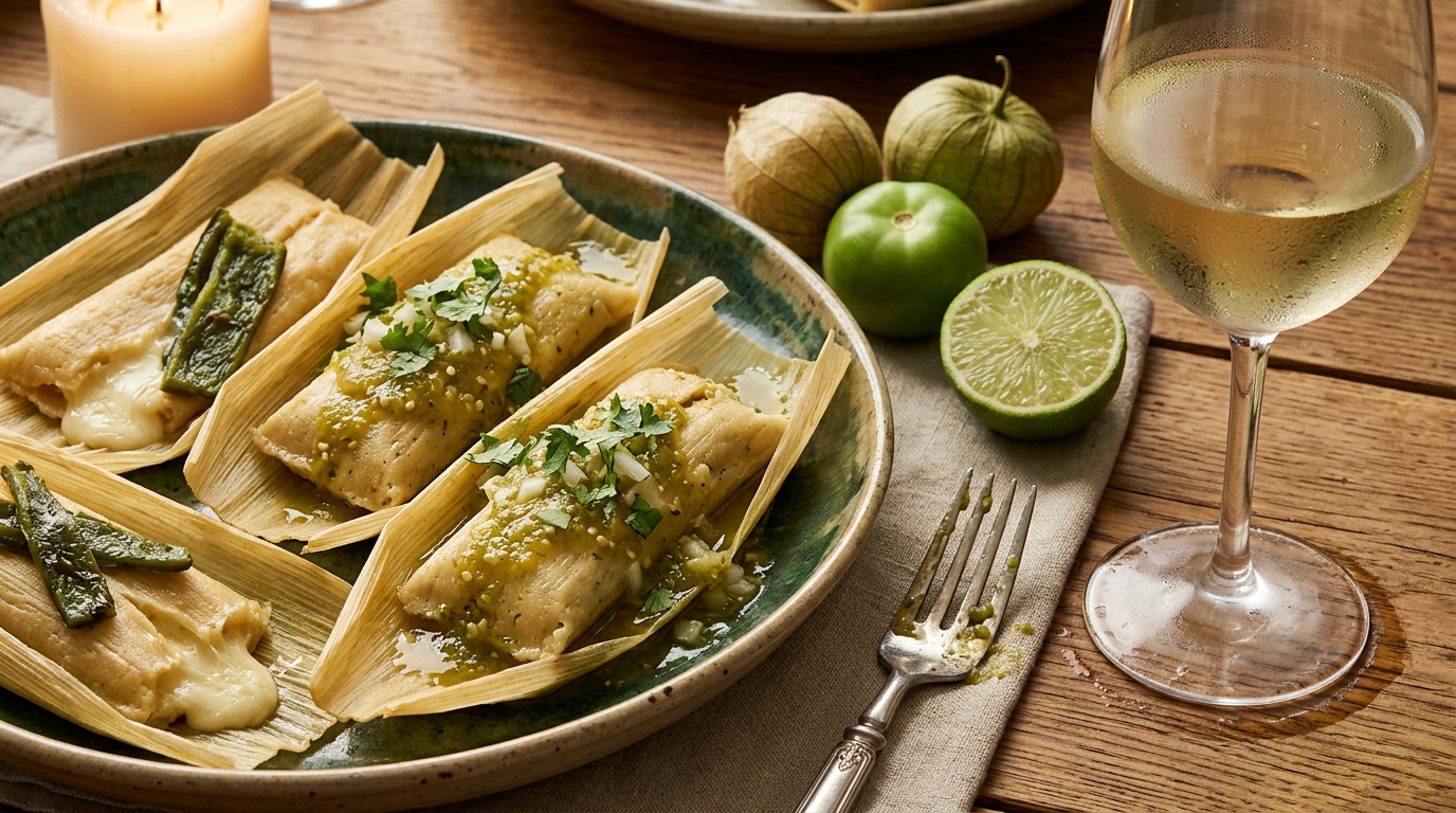 wine for green chile and cheese tamales