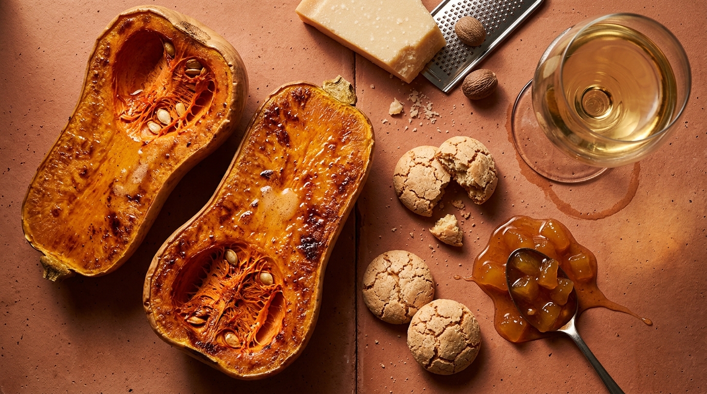sweet butternut squash filling and wine