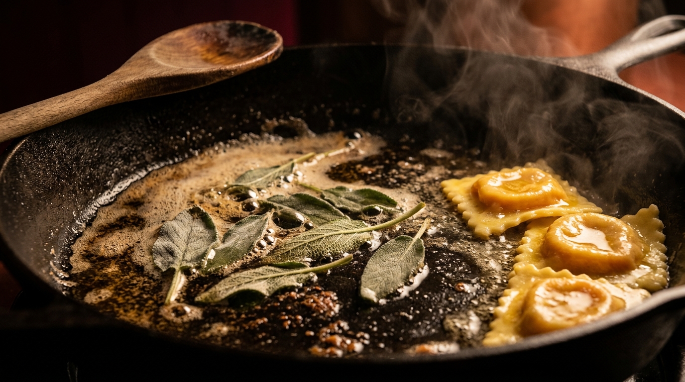 brown butter sage ravioli wine