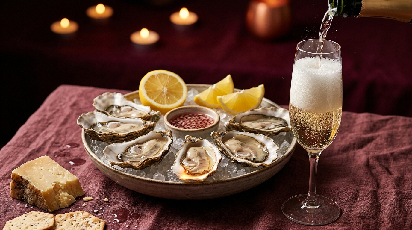 brut sparkling wine oysters