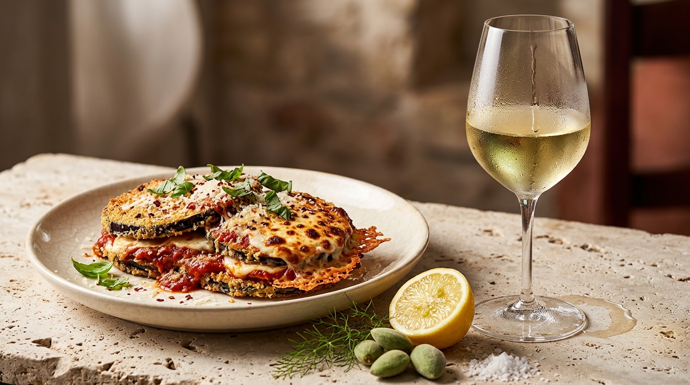 white wine with eggplant parmesan