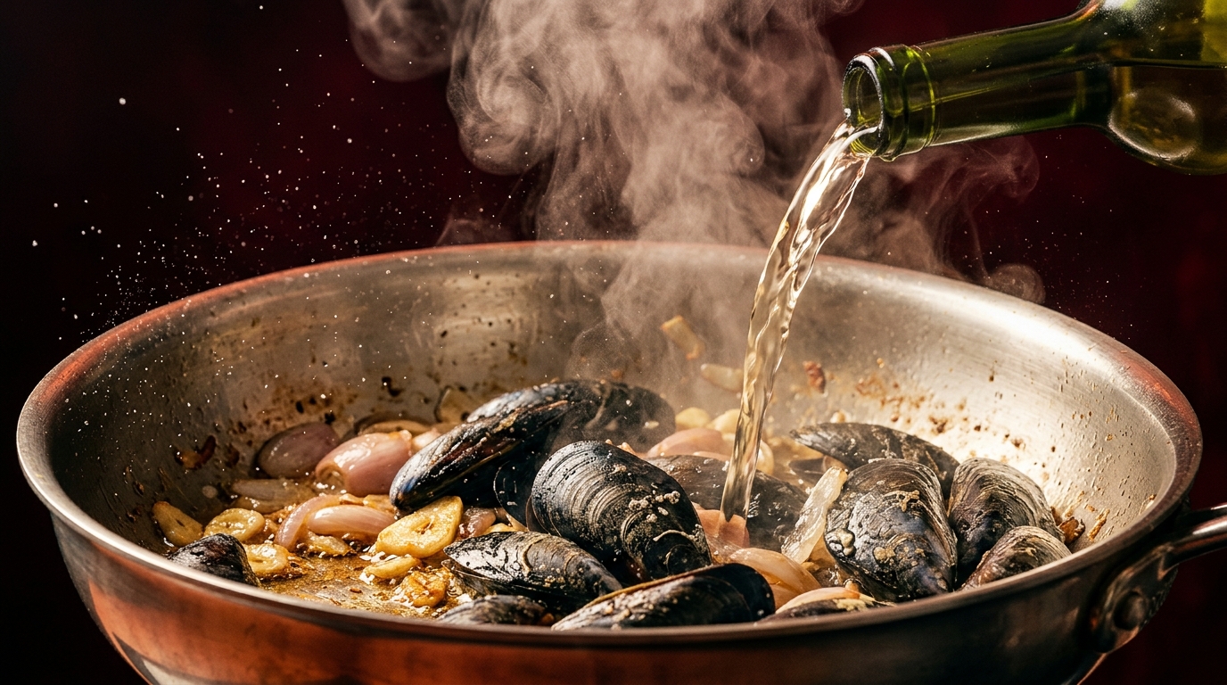 wine to cook mussels in