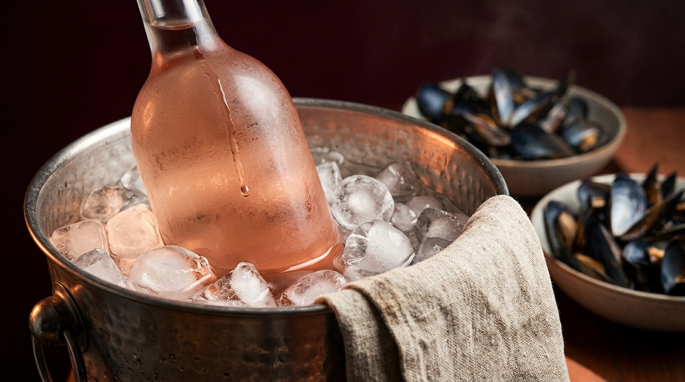 rose wine with mussels