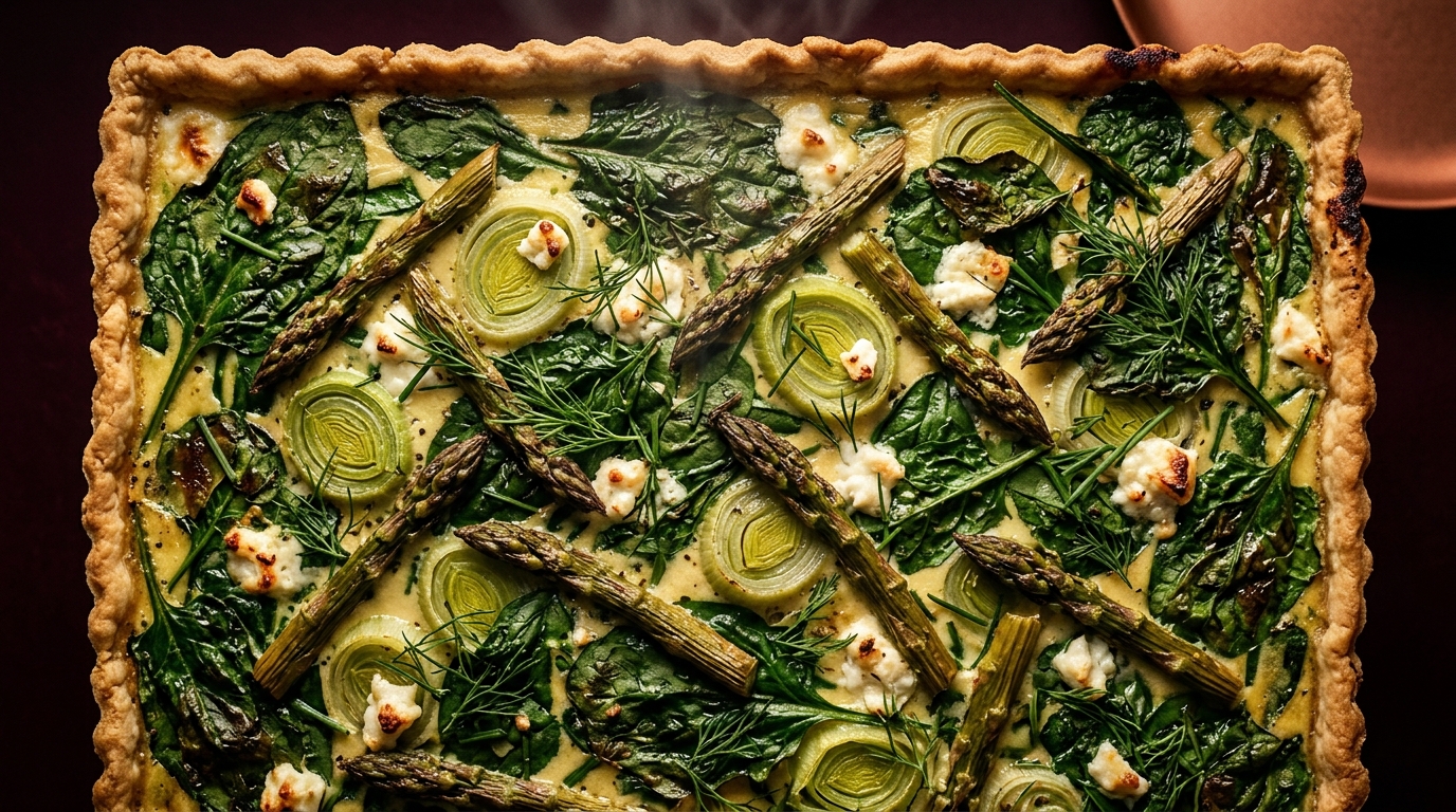 wine with vegetable quiche