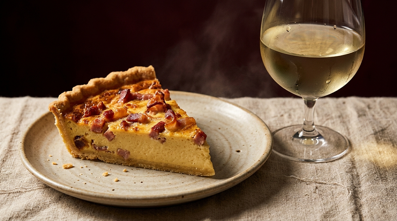wine with quiche lorraine