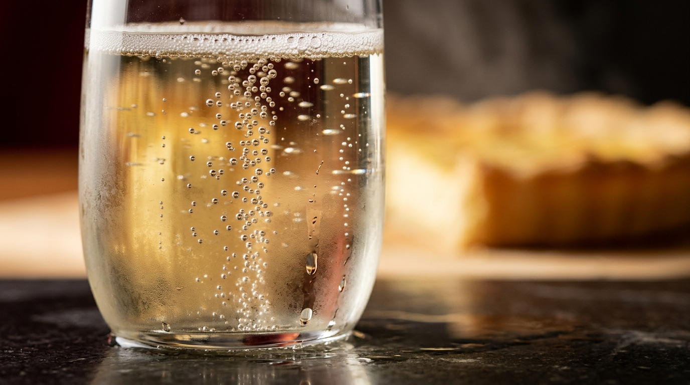 sparkling wine with quiche