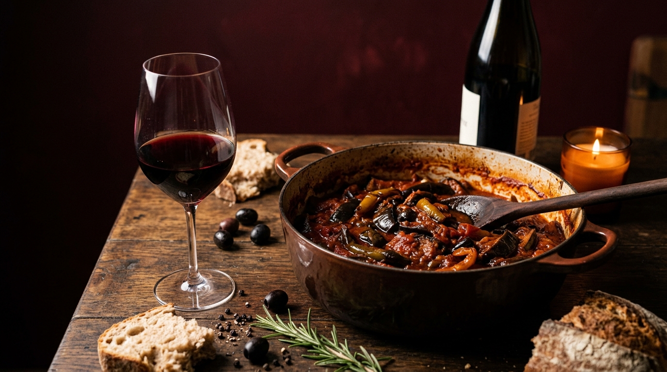 red wine with ratatouille
