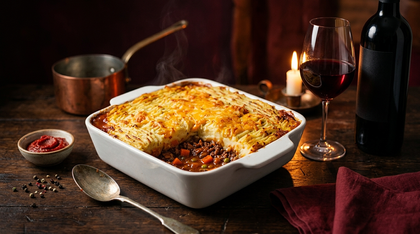 wine with cottage pie