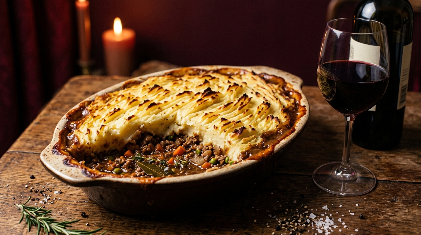 wine with shepherd's pie