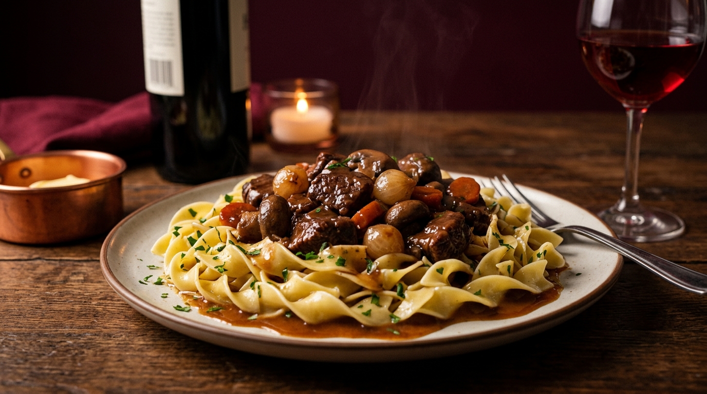 beef bourguignon side dish wine