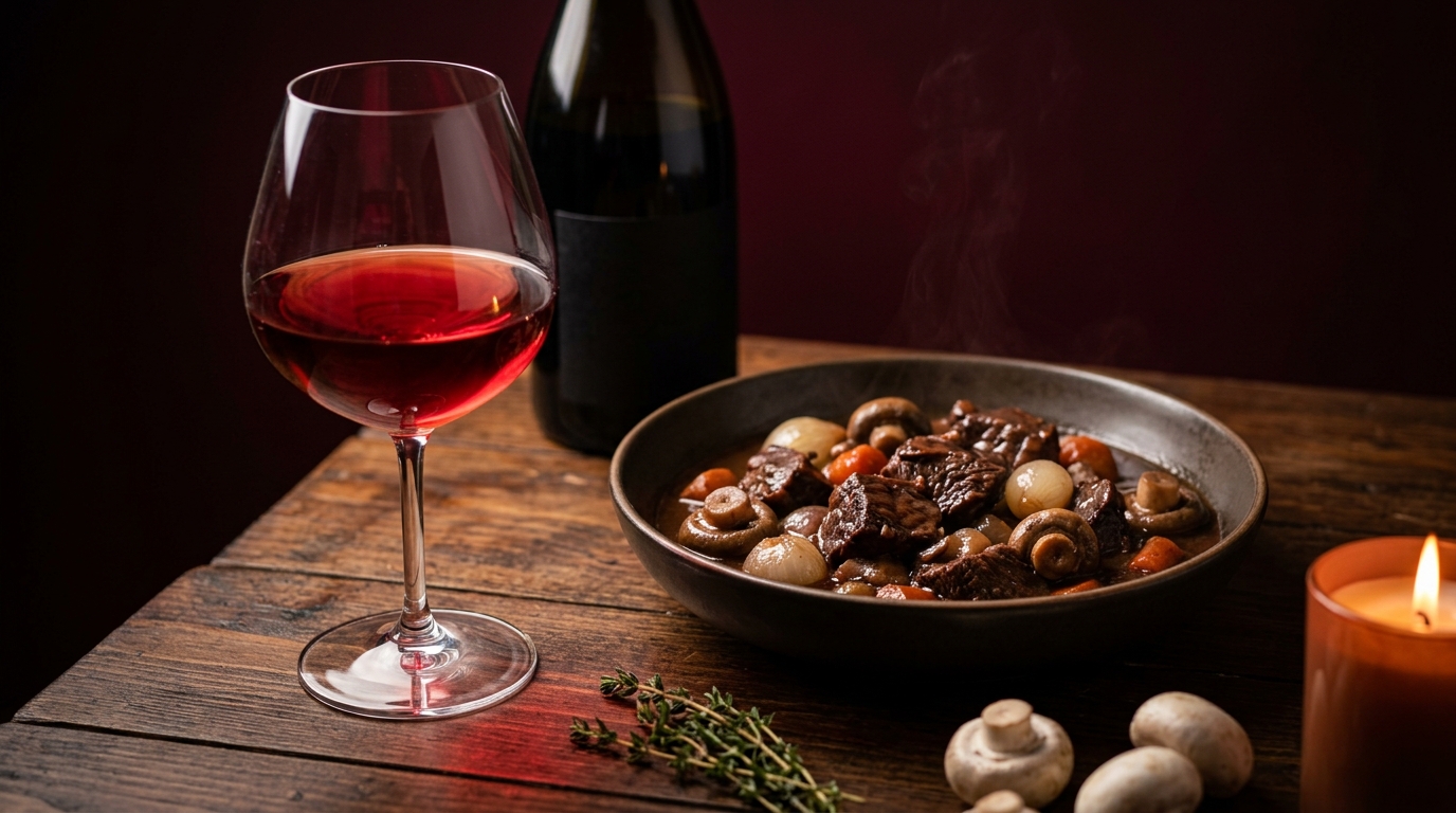 wine with beef bourguignon