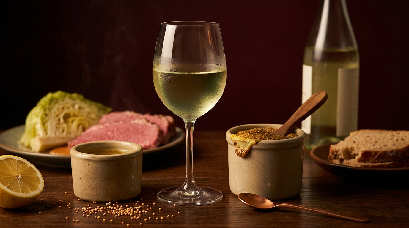 white wine with corned beef