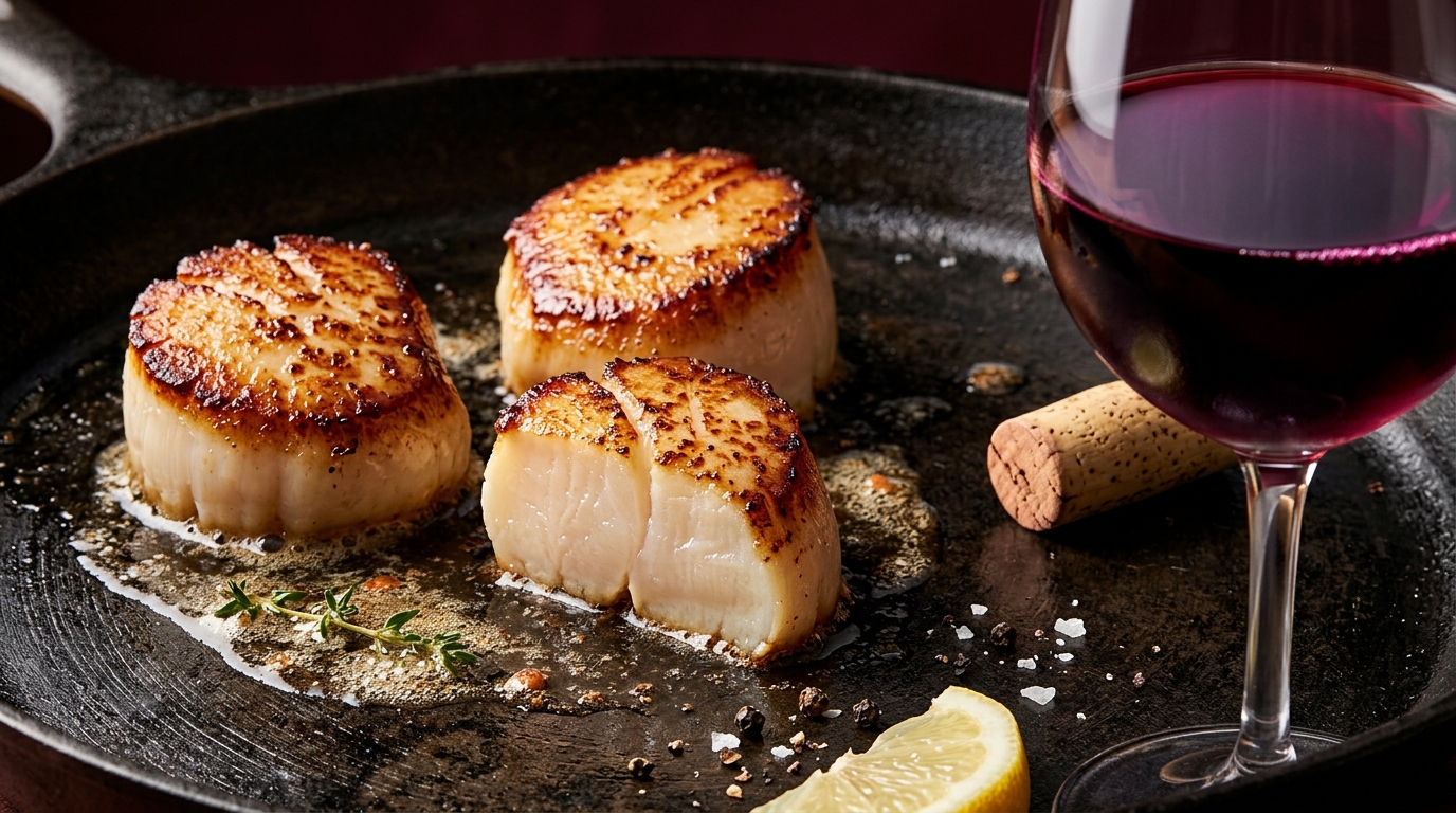 surf and turf scallops red wine