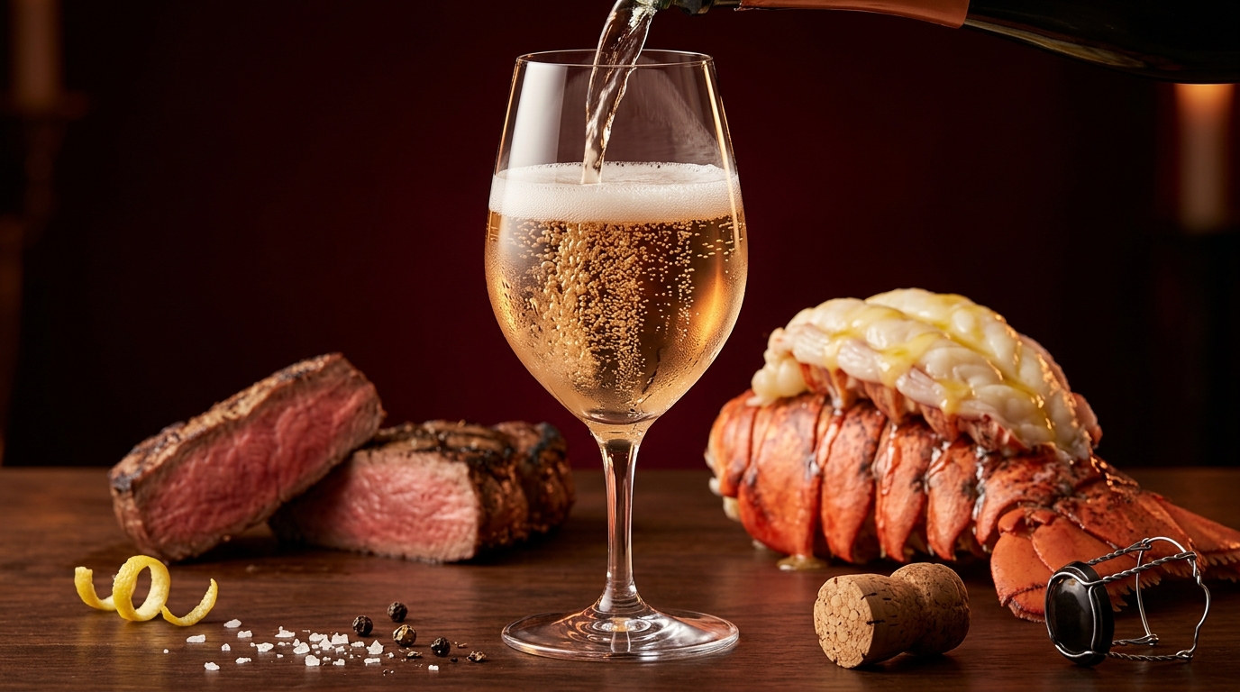 surf and turf champagne pairing