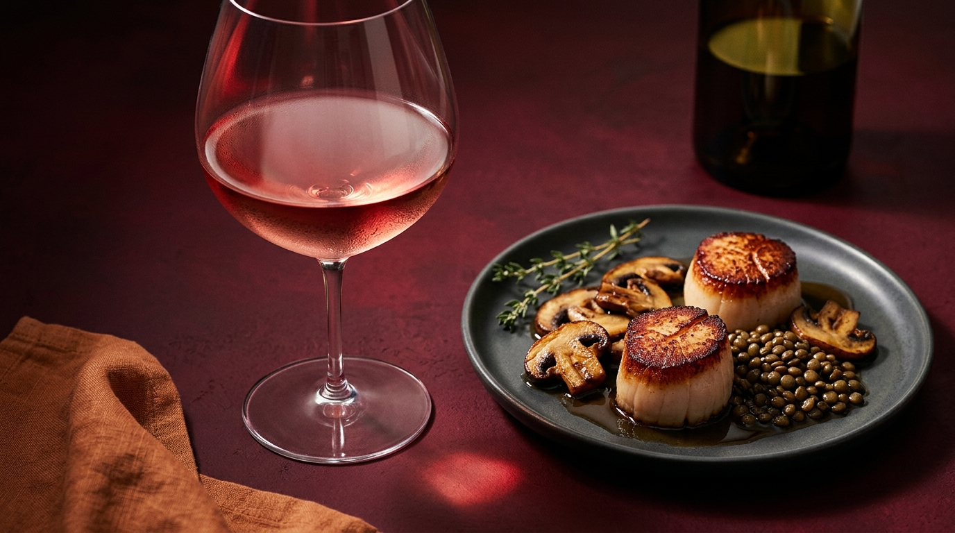 light red wine with seared scallops