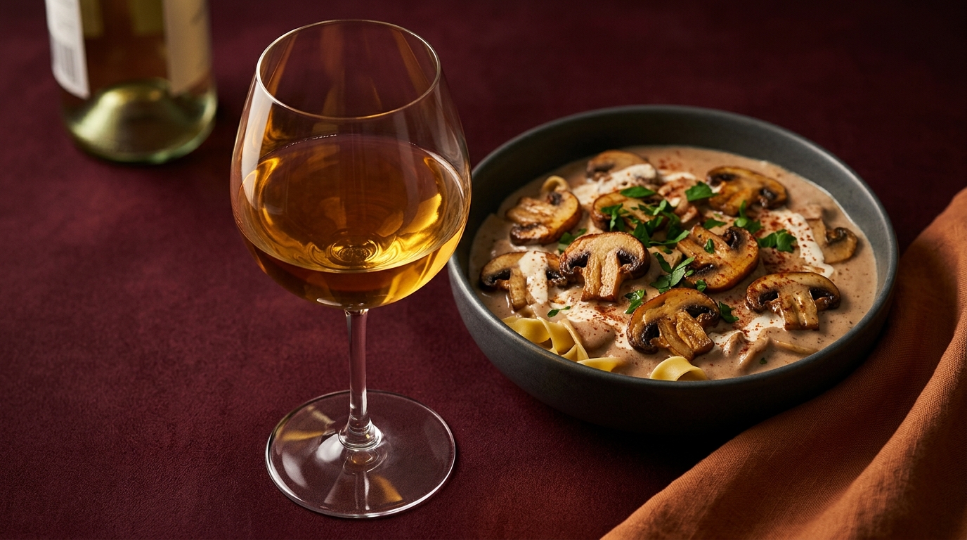 white wine option for creamy beef stroganoff