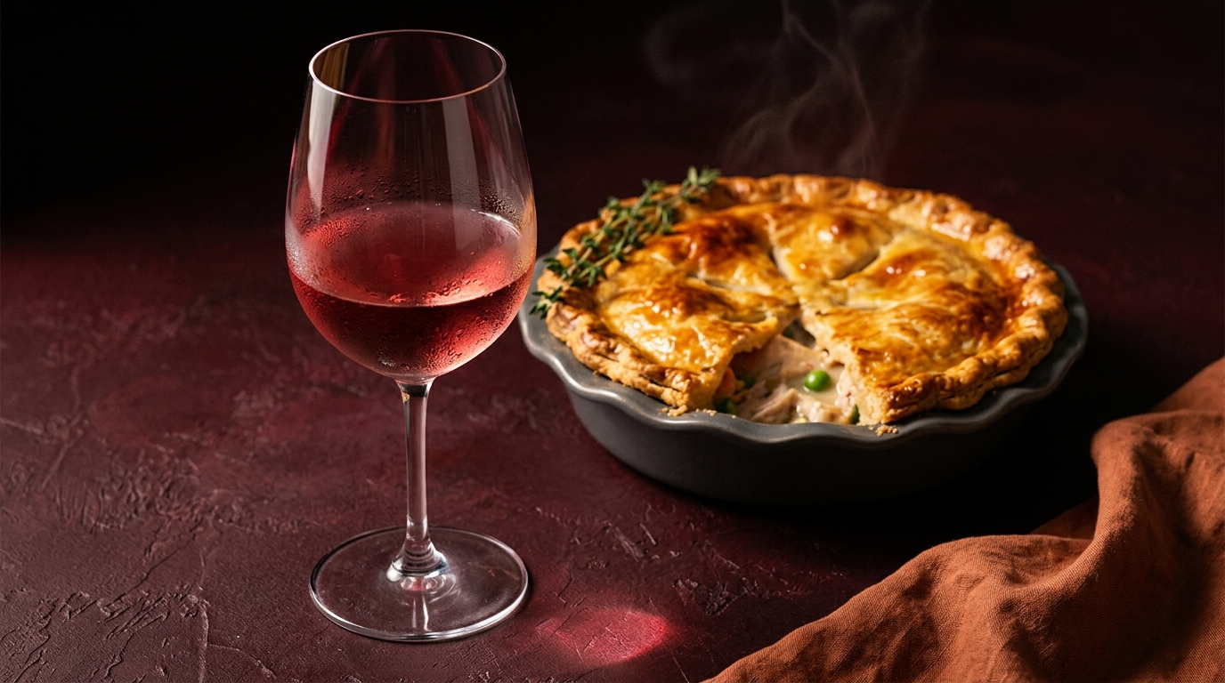 light red wine served with chicken pot pie