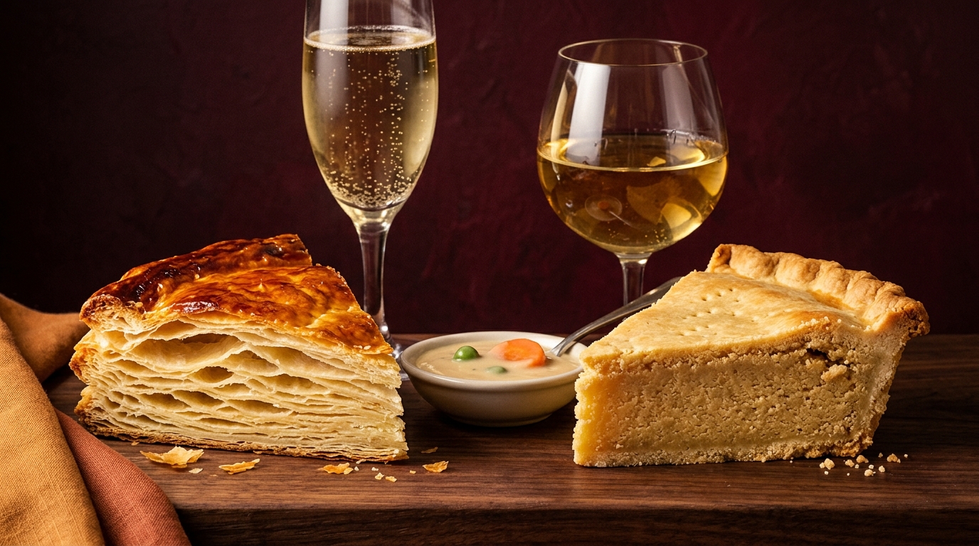 puff pastry and shortcrust pot pie crusts compared