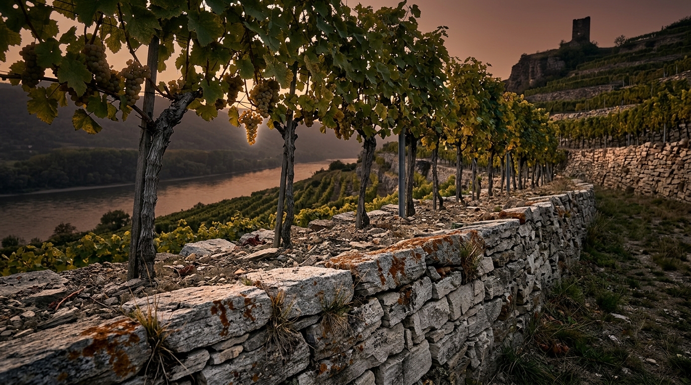 terraced Wachau vineyards above the Danube where Gruner Veltliner grows
