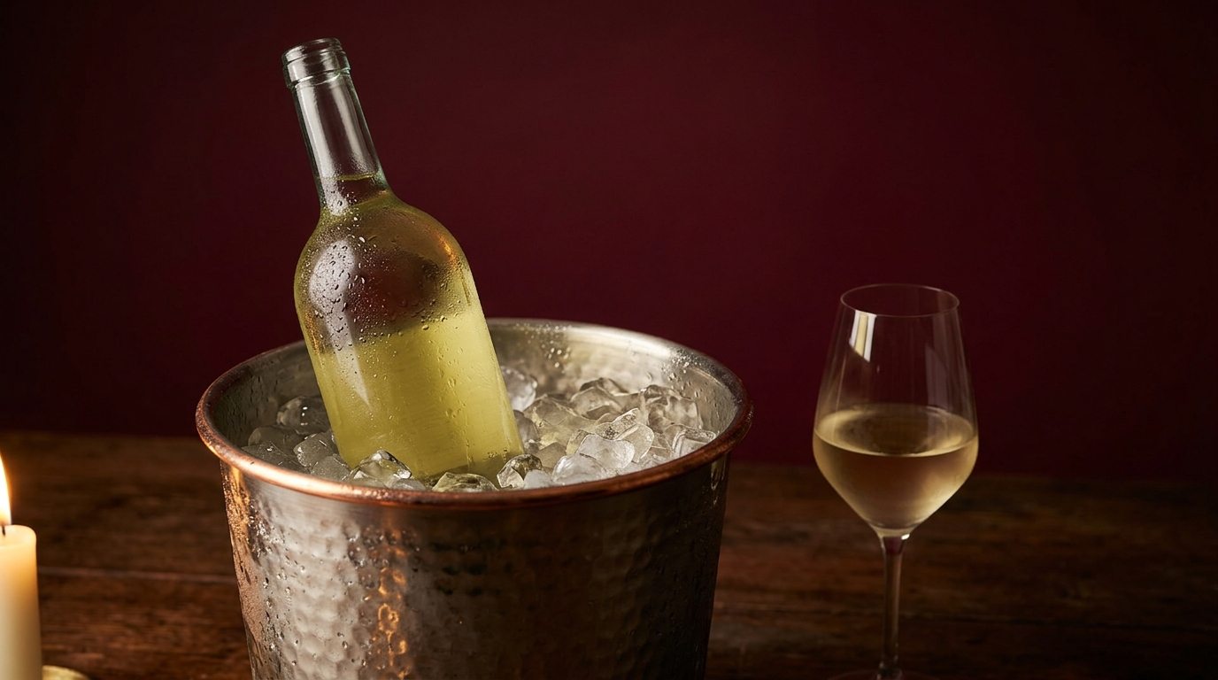 chilled Vinho Verde bottle on table