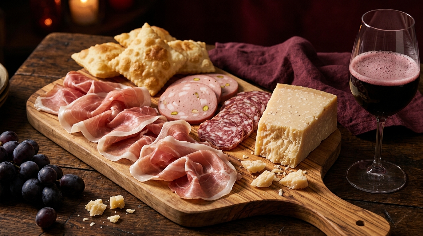 Lambrusco food pairing with prosciutto and Parmigiano