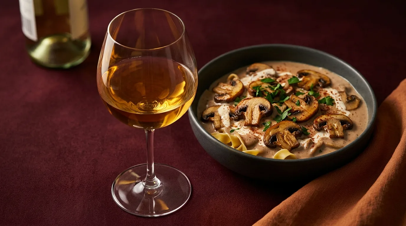 white wine option for creamy beef stroganoff