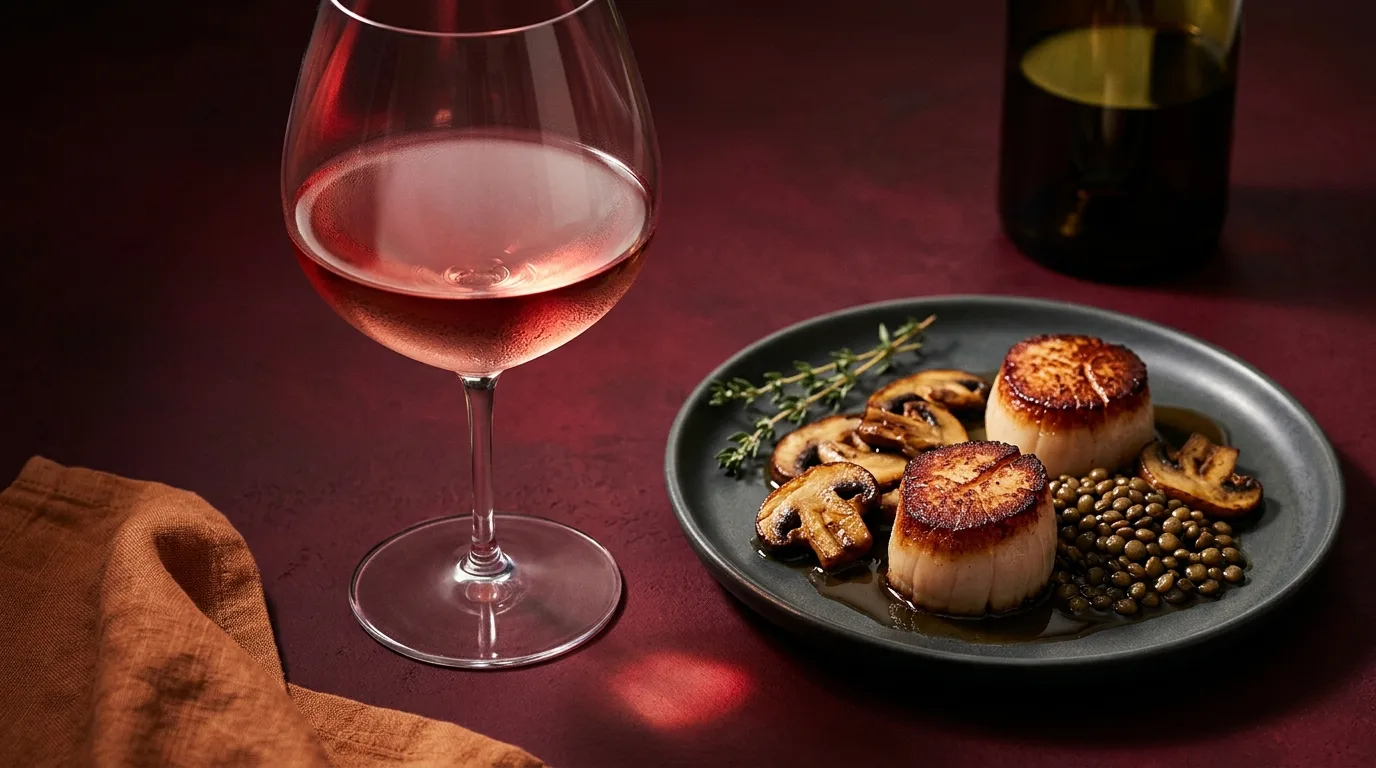 light red wine with seared scallops