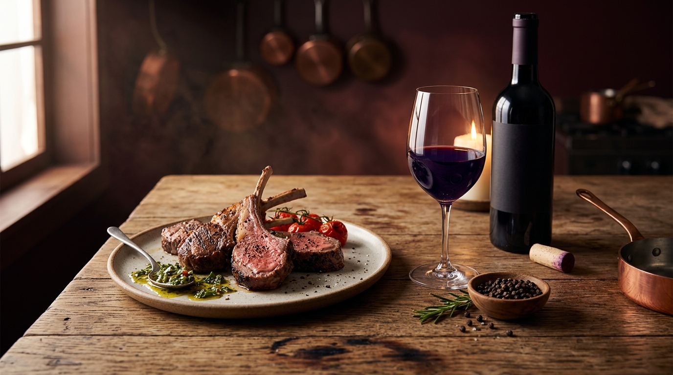 A bold, peppery Syrah with grilled lamb chops, a natural swap for Cabernet drinkers