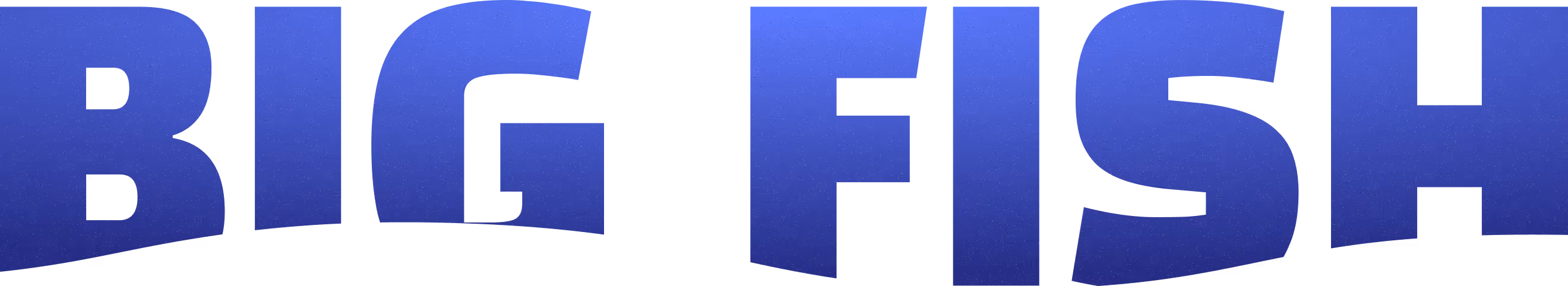 Напис тексту «BIG FISH» великими синіми літерами на чорному тлі.