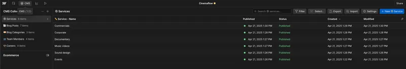 CMS - Cinemaflow Webflow Template