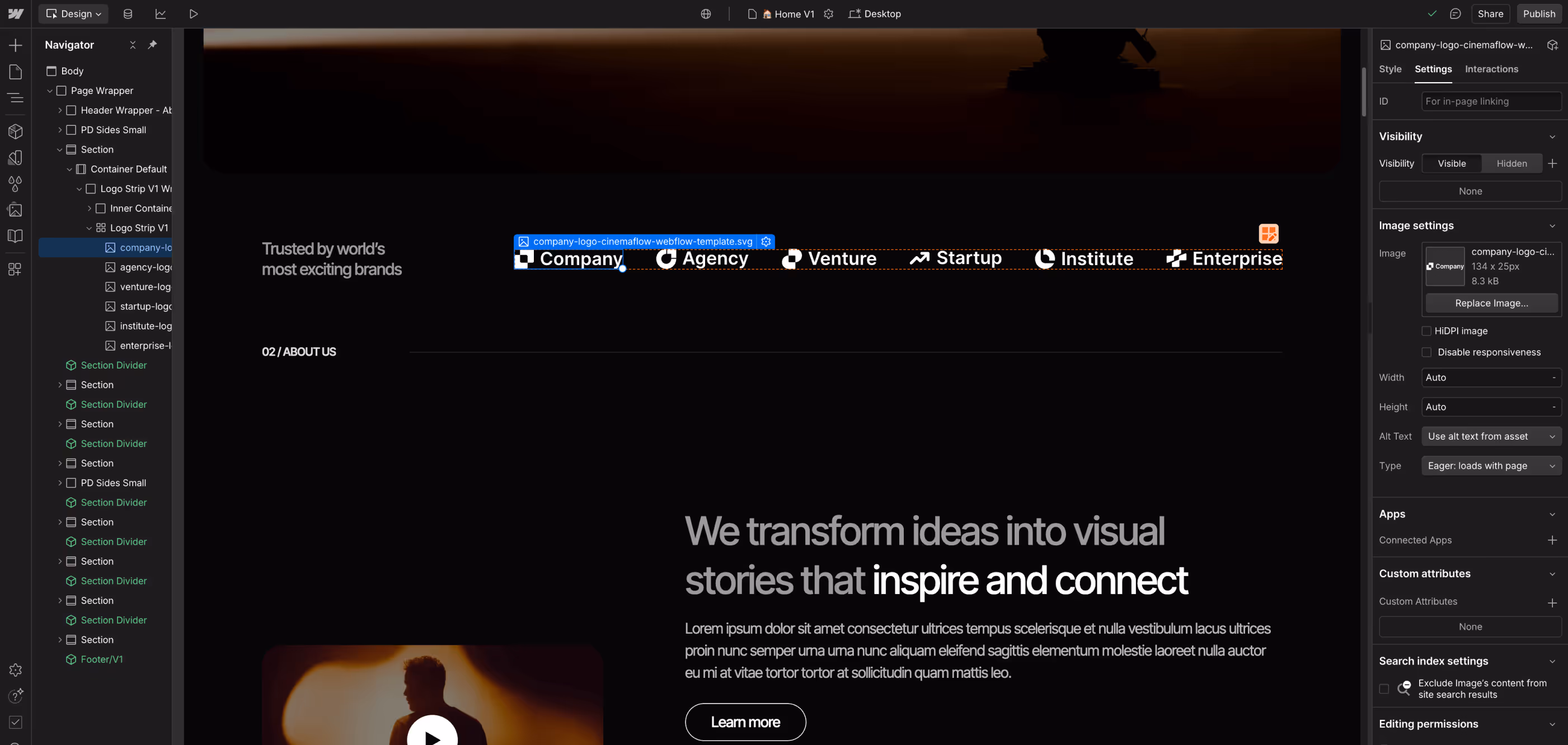 Icons And Graphics - Cinemaflow Webflow Template