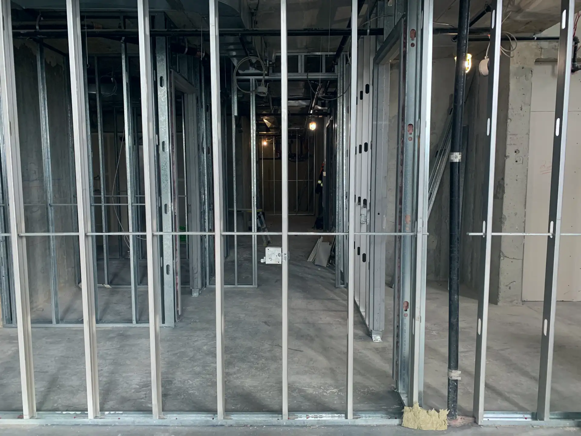 walls framed with metal studs