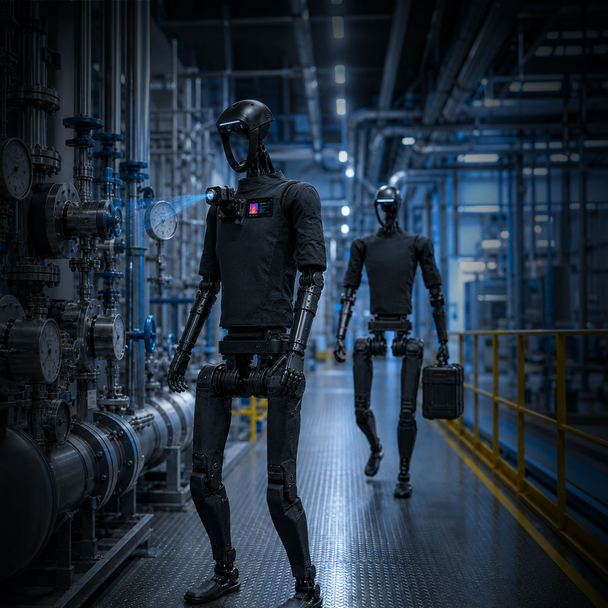 Humanoid robots performing heat inspection task